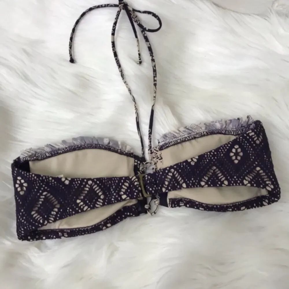 BECCA Purple Crotchet Knit Bikini Top Size S